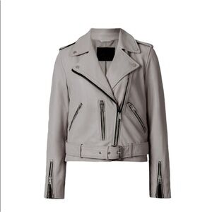 All Saints Gray Leather Jacket